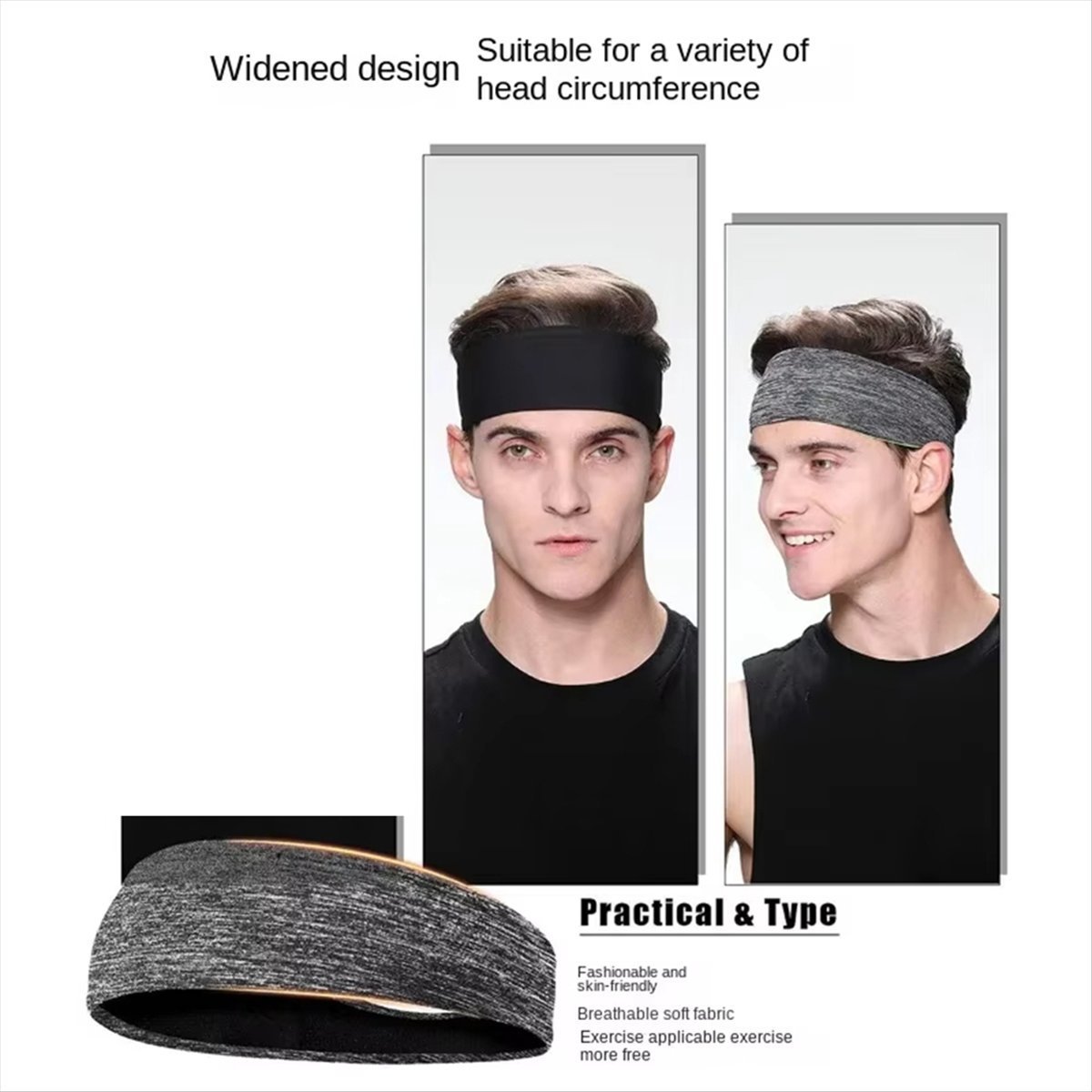 Hair Band Elastic - ABST スウェットバンド メンズ レディース 伸縮性 スポーツ