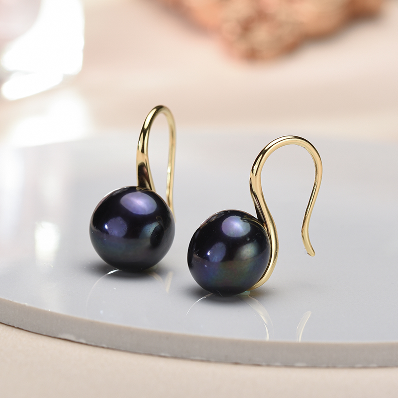 Statement Earrings Oversized - 女性用ブラックパールイヤリング,925スターリングシルバージュエリー,ギフト,新しいコレクション,9〜10mm