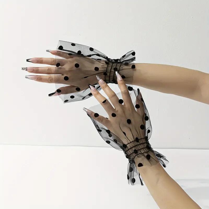 Women Accessories Photos - 1ペアのネイルチップディスプレイ用スリーブ、ファッションアクセサリー、ネイルアート、ハートチュール、フォトグローブ、フェイクプリーツカフ、マニキュア撮影用