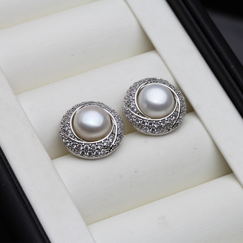 Statement Earrings Oversized - 新しい大きな淡水真珠のイヤリング、女性用、ボヘミアンスタイル925スターリングシルバー天然真珠イヤリング、母の日ギフト、ホワイト、ブラック、ピンク