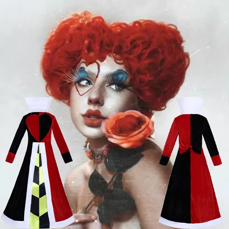 Women'S Red Accessories - 女性のためのクイーンのコスプレウィッグ,赤いハートのアニメーション映画,ヘアアクセサリー,ハロウィーン,クリスマスパーティー,ロールプレイ,ショー