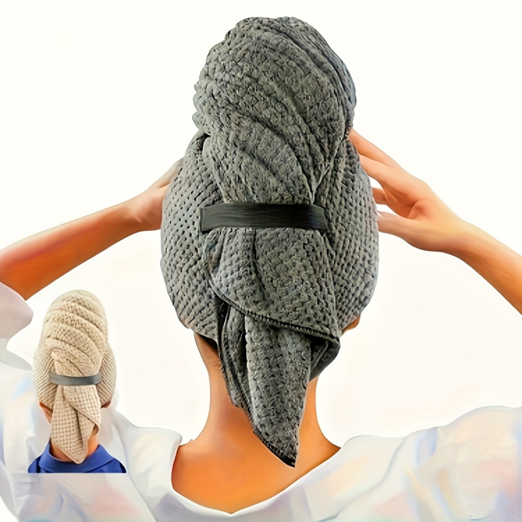Hair Band Elastic - 超ソフト速乾マイクロファイバーヘアタオルラップ 伸縮性バンド付き 軽量吸水性 あらゆる髪質（巻き毛、ストレート）対応