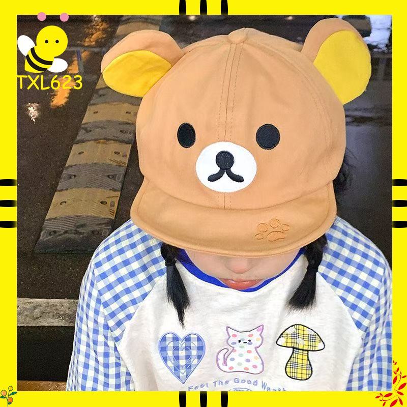 Women Accessories Trendy - リラックマ耳当て付きサマーハット 女性 女の子 子供 カップル向け ファッション漫画