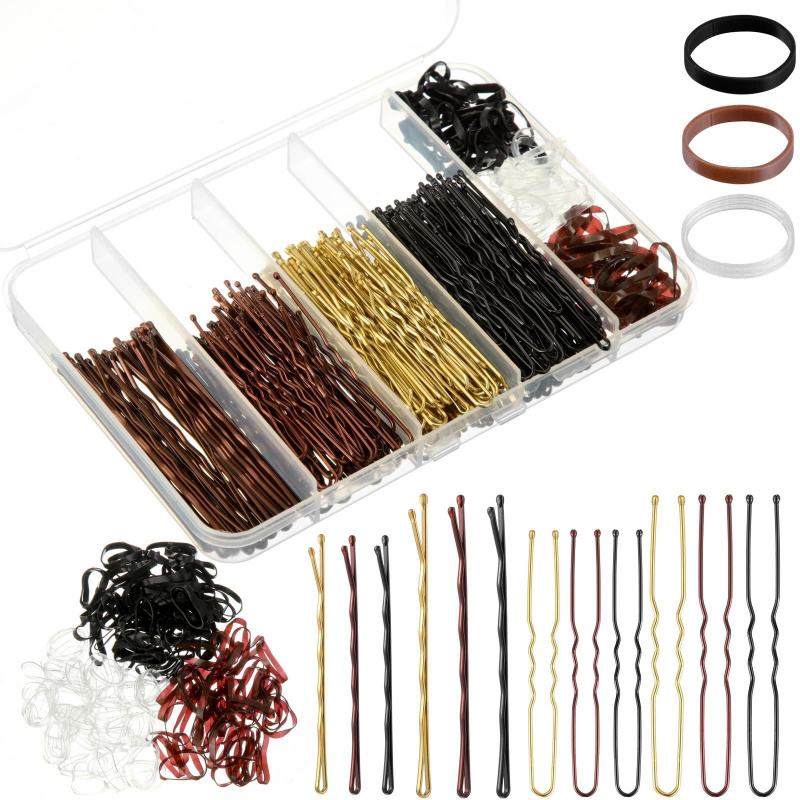 Hair Band Elastic - 1箱480個入りヘアスタイリングアクセサリーキット U字型ヘアフォーク ボビーピン ヘアゴム ヘアクリップ ヘアバンメイキングセット