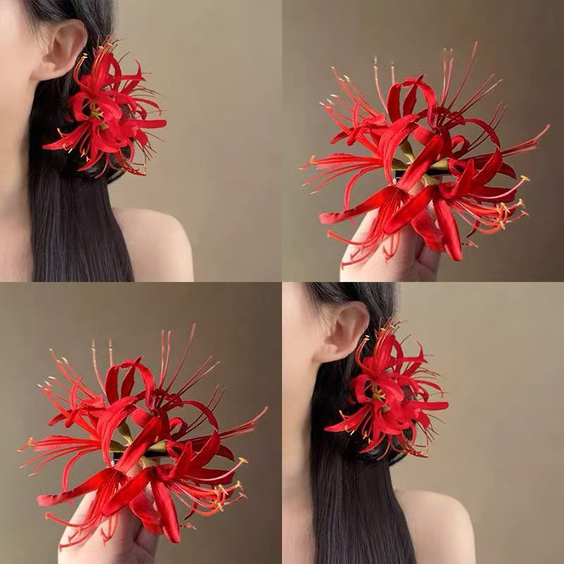 Women Accessories Photos - ● 超繊細な花のヘアクリップ海辺の雰囲気クリップ写真ヘアアクセサリーダックビルクリップユリヘアピンサイドクリップ