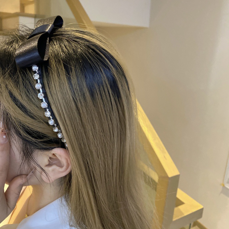 Women'S Accessories Go Outdoors - 韓国ファッション ヘアバンド 布リボン ラインストーン アクセント ミニマリスト