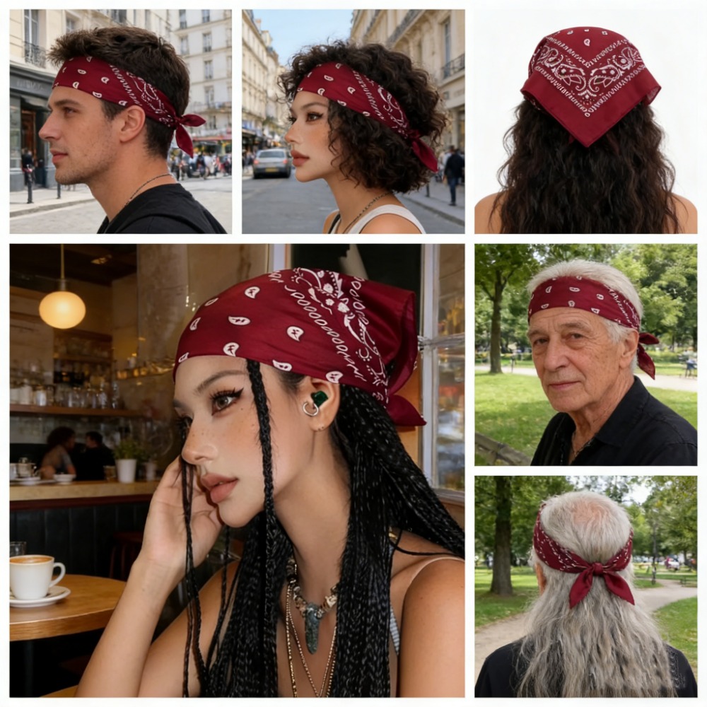 Women'S Accessories Go Outdoors - レトロワインレッドスクエアバンダナスカーフヒップホップ多用途ヘッドリストヘアラップユニセックスアウトドアストリートウェアアクセサリーギフト