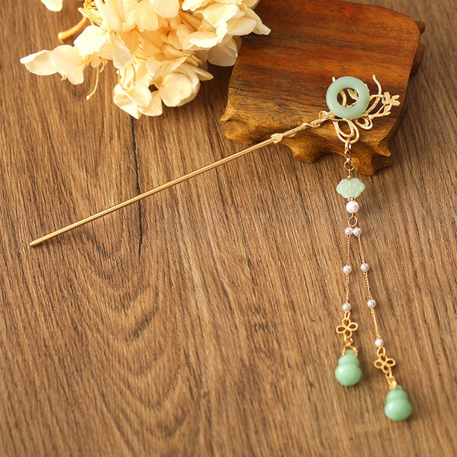 Pearl Hair Pin - 中国風のガラスヘアピン女性のためのエレガントな同心バックルタッセルヘアスティック絶妙な金属ジュエリーヘアアクセサリー 18 センチメートル