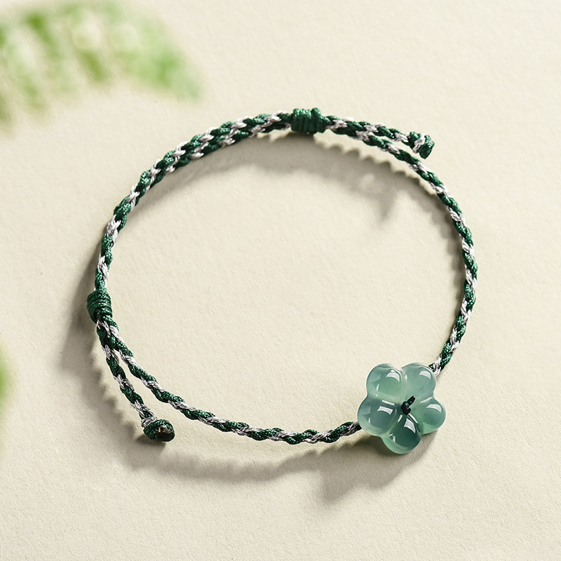 Women'S Accessories - ビルマ翡翠フラワーブレスレット天然翡翠チャームファッションアクセサリーヴィンテージギフト女性のためのお守り高級バングル