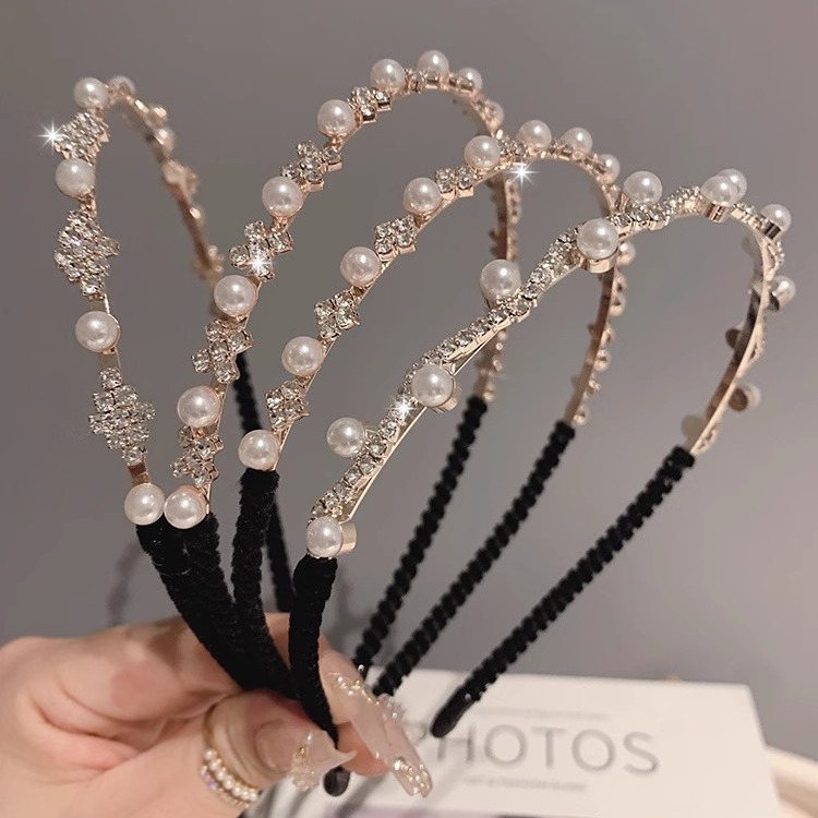 Women'S Accessories Go Outdoors - レトロパールラインストーン細いエッジのヘアバンドアクセサリーヘッドバンド女性用ファッショナブルな多用途屋外使用女性用バンド