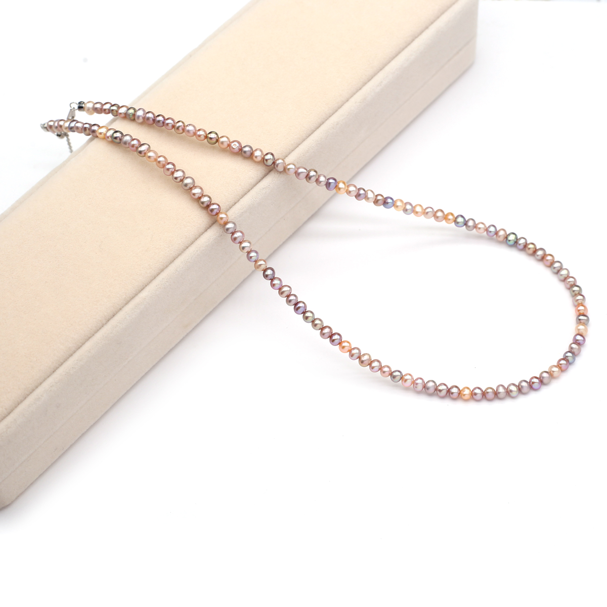 Women'S Accessories - 本物の天然淡水真珠のネックレス 3-4 ミリメートル色ラウンドパールビーズネックレス女性のためのジュエリーチャームアクセサリー 43-45 センチメートル