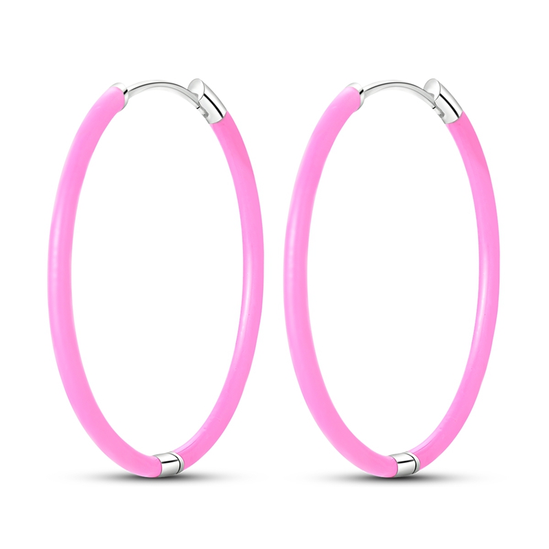 Statement Earrings Oversized - 925 スターリングシルバーイヤリング女性スパークリングピンク大きなフープイヤリング記念日ウェディングジュエリーギフト用