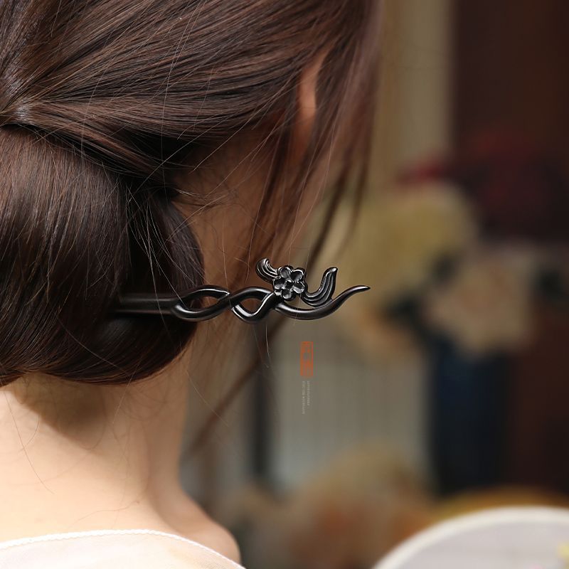 中国風のヘアスティックミニマリスト白檀彫刻花ヘアピンフォーク - Pearl Hair Pin のレビューと価格