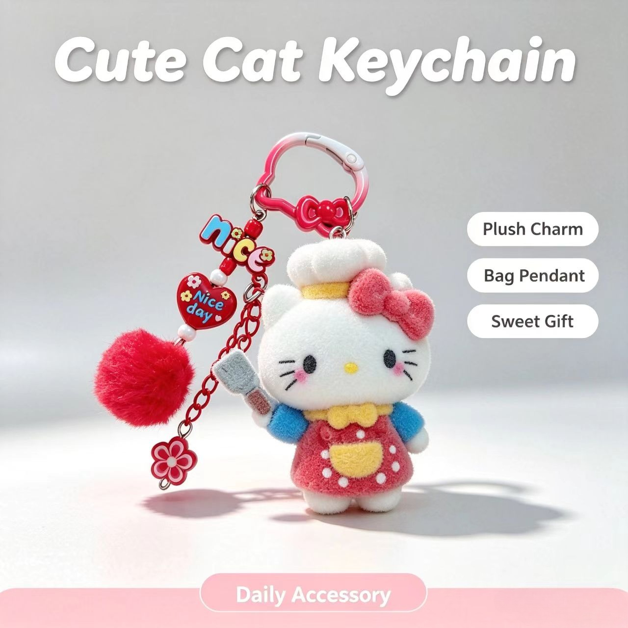 ファッションフロック猫キーホルダーかわいいシェフフィギュアバ - Women Accessories Trendy のレビューと価格