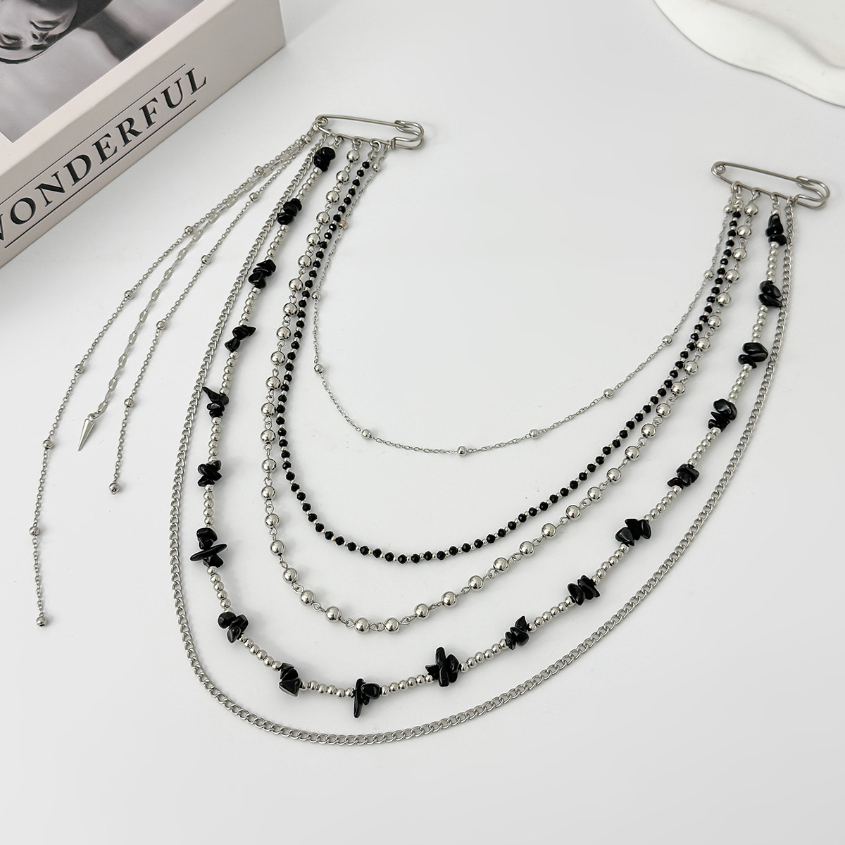 パンクヒップホップロングクリスタルブローチ女性用ファッション - Women Accessories Trendy のレビューと価格