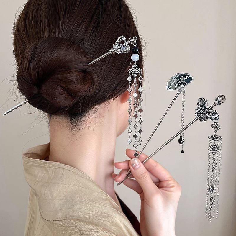 エレガントな女性のヘアピンアンティークシルバー蝶タッセルヘア - Pearl Hair Pin のレビューと価格