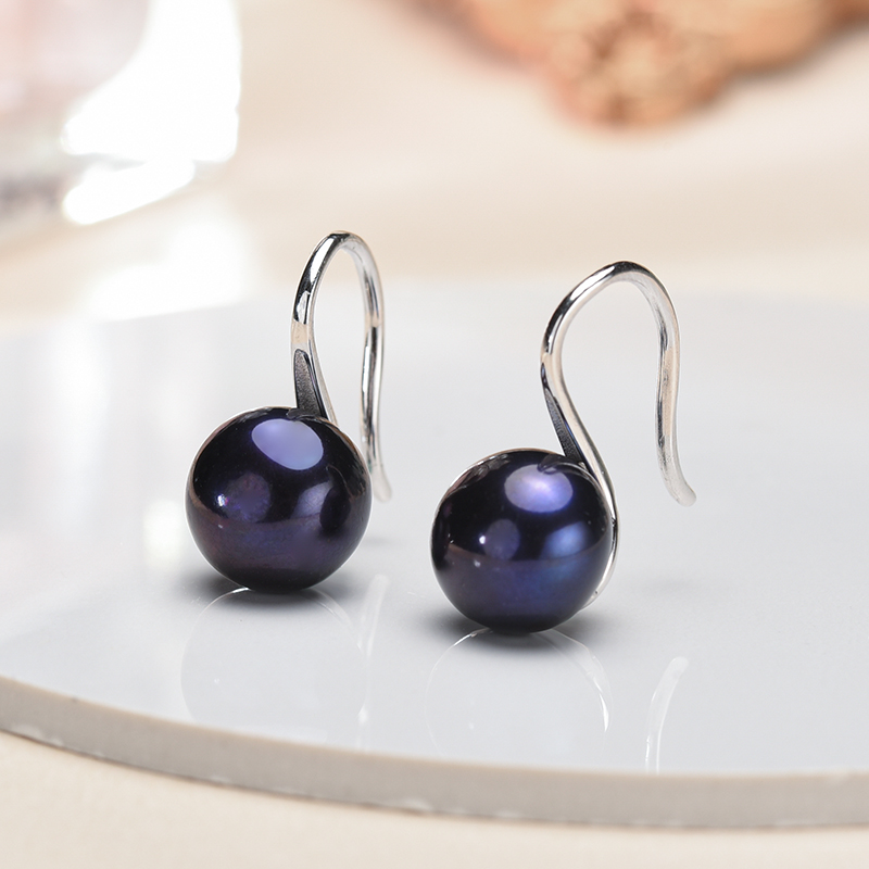 女性用ブラックパールイヤリング,925スターリングシルバージ - Statement Earrings Oversized のレビューと価格