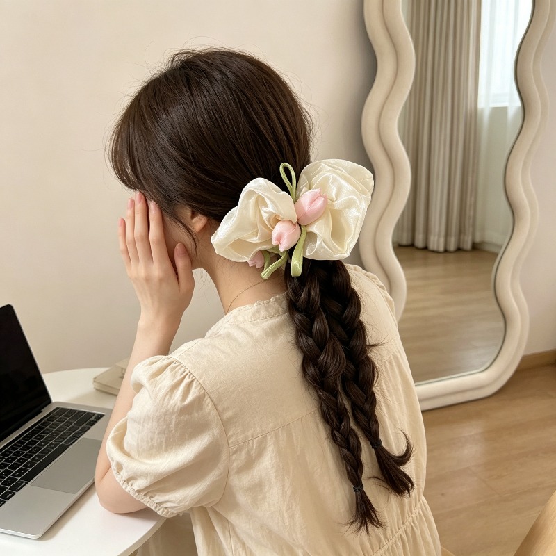 韓国製チューリップ弾性シュシュ – お団子ヘア/ポニーテール - Women Accessories Photos のレビューと価格