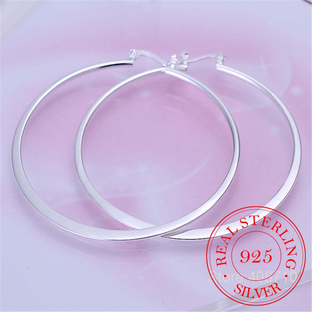 女性用ラウンドフラットイヤリング,ラージフープピアス,925 - Statement Earrings Oversized のレビューと価格