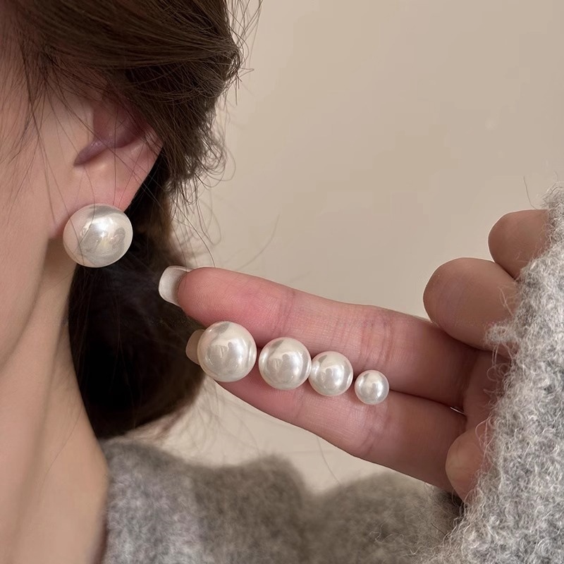 925 シルバー針楕円形の真珠の耳爪イヤリング女性のファッシ - Statement Earrings Oversized のレビューと価格