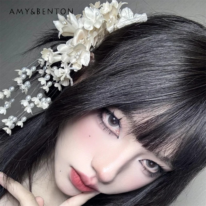 25COSE エレガントな気質フラワーフリンジヘアピン森ガー - Pearl Hair Pin のレビューと価格
