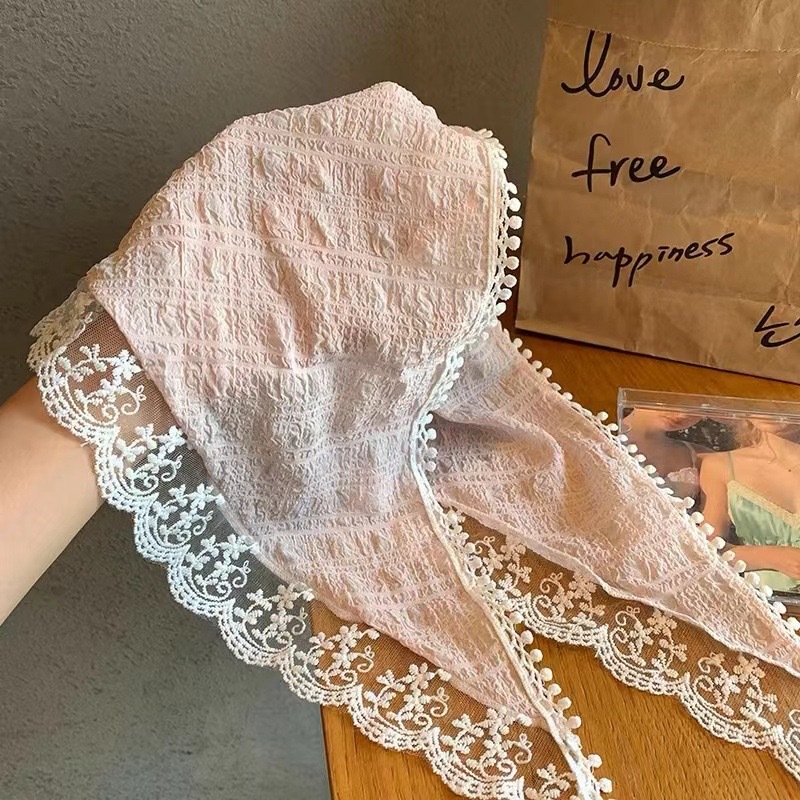 ファッションレース三角形スカーフロマンチックな花柄レースヘア - Women Accessories Photos のレビューと価格
