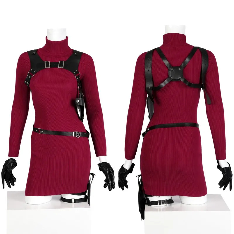レッドエイダウォンコスチュームゲームコスプレニットトップアク - Women'S Red Accessories のレビューと価格