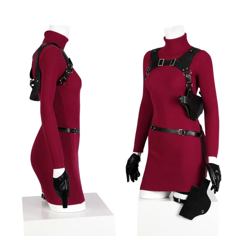 レッドエイダウォンコスチュームゲームコスプレニットトップアク - Women'S Red Accessories のレビューと価格