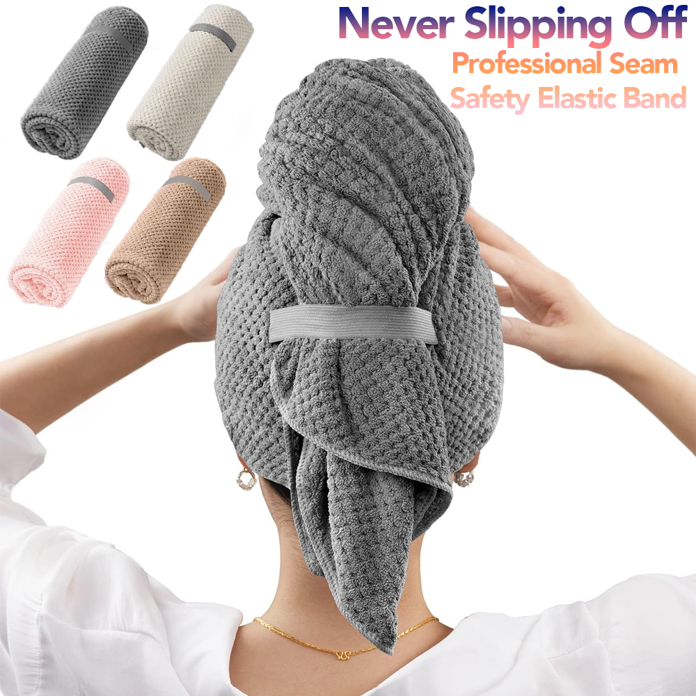 マイクロファイバーヘアタオル特大ラップ速乾性ヘアタオルラップ - Hair Band Elastic のレビューと価格