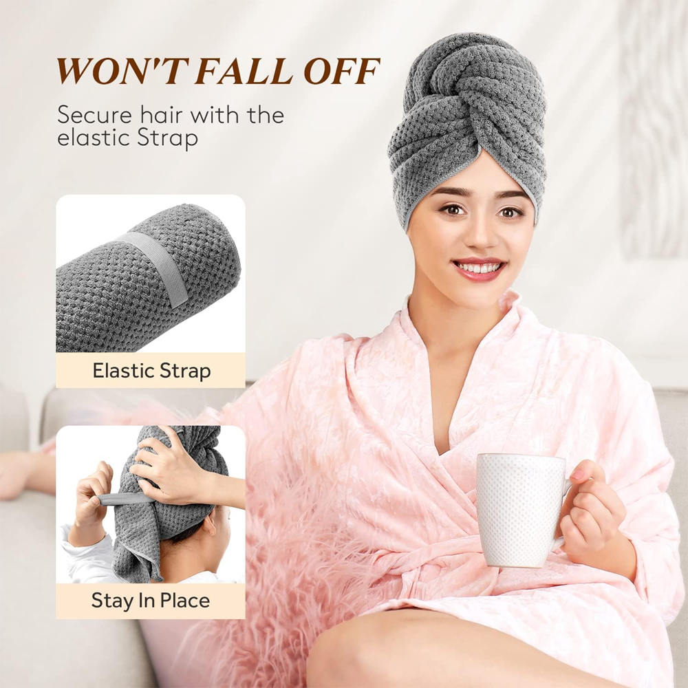 マイクロファイバーヘアタオル特大ラップ速乾性ヘアタオルラップ - Hair Band Elastic のレビューと価格