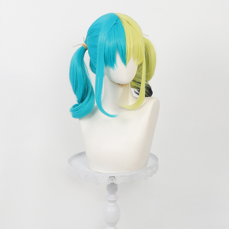 アニメカナリコスプレウィッグ耐熱黄緑ピグテール女性人工毛ハロ - Women Knight Accessories のレビューと価格