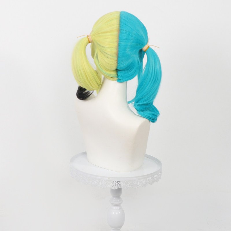 アニメカナリコスプレウィッグ耐熱黄緑ピグテール女性人工毛ハロ - Women Knight Accessories のレビューと価格