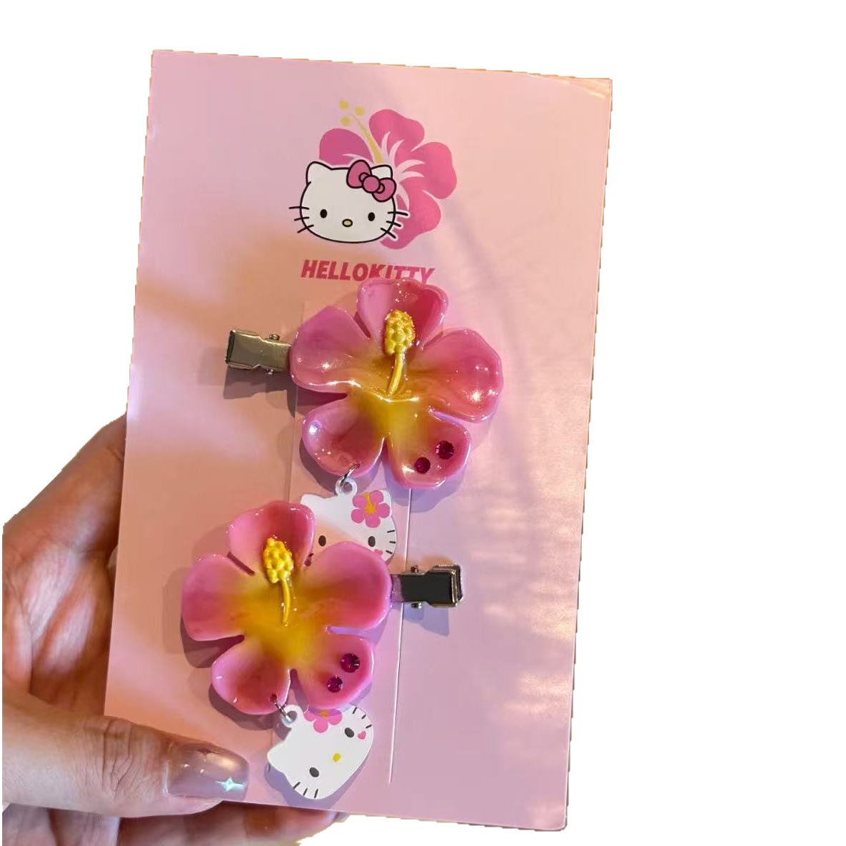 かわいいサンリオハローキティフラワーヘアクリップセットピンク - Women Knight Accessories のレビューと価格