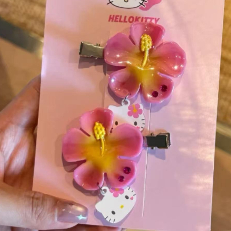 かわいいサンリオハローキティフラワーヘアクリップセットピンク - Women Knight Accessories のレビューと価格