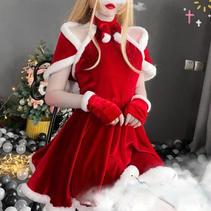 クリスマスコスプレ衣装ドレスアクセサリースーツ赤新年マントカ - Women'S Red Accessories のレビューと価格