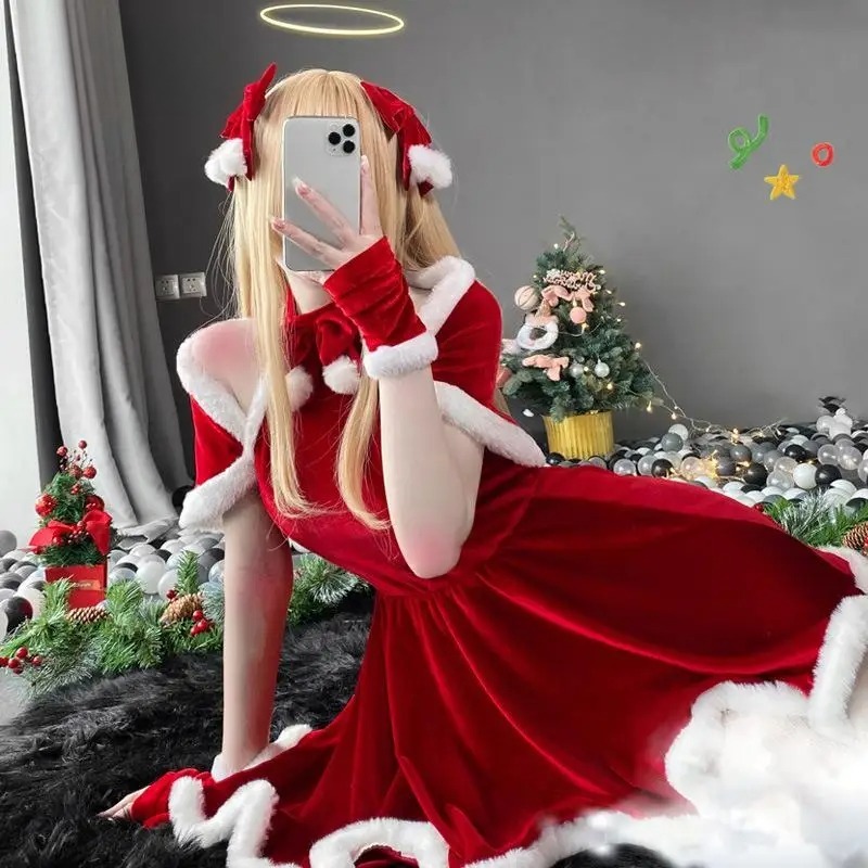 クリスマスコスプレ衣装ドレスアクセサリースーツ赤新年マントカ - Women'S Red Accessories のレビューと価格