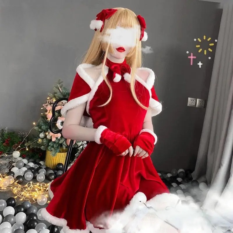 クリスマスコスプレ衣装ドレスアクセサリースーツ赤新年マントカ - Women'S Red Accessories のレビューと価格