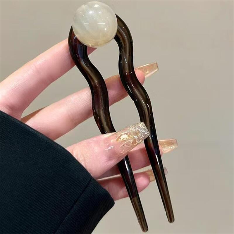 ファッションカラーパール U 字型ヘアスティックヘアピンヘア - Pearl Hair Pin のレビューと価格