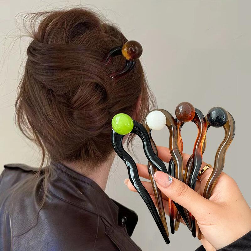 ファッションカラーパール U 字型ヘアスティックヘアピンヘア - Pearl Hair Pin のレビューと価格