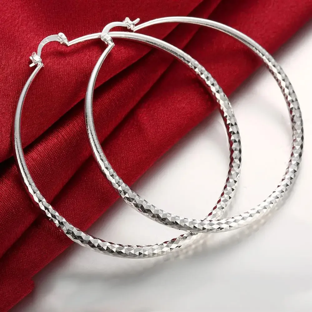 ホット 925 スターリングシルバー 7 センチメートルイヤ - Statement Earrings Oversized のレビューと価格