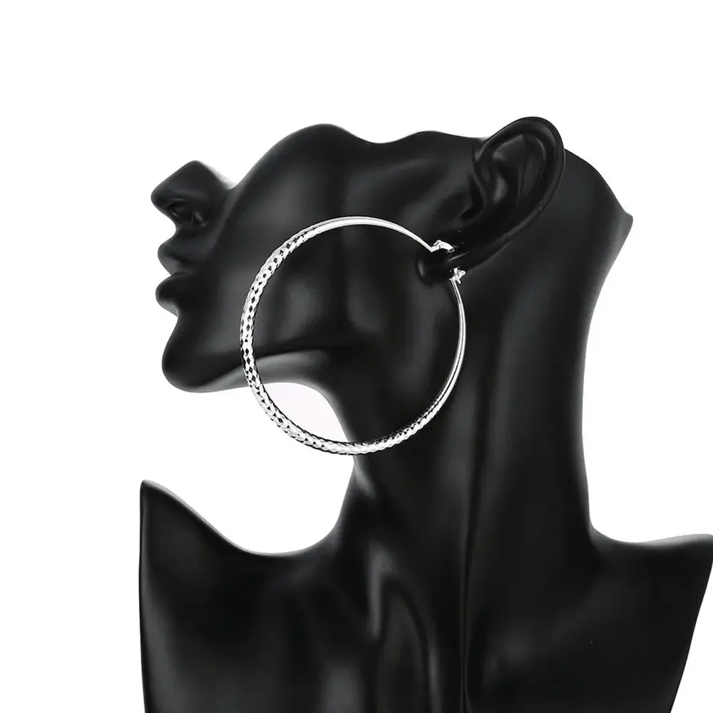 ホット 925 スターリングシルバー 7 センチメートルイヤ - Statement Earrings Oversized のレビューと価格