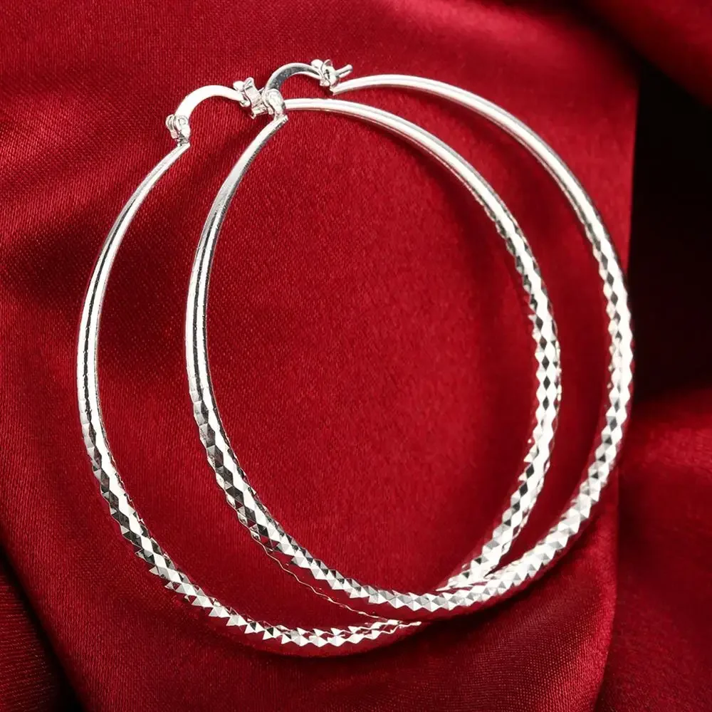 ホット 925 スターリングシルバー 7 センチメートルイヤ - Statement Earrings Oversized のレビューと価格