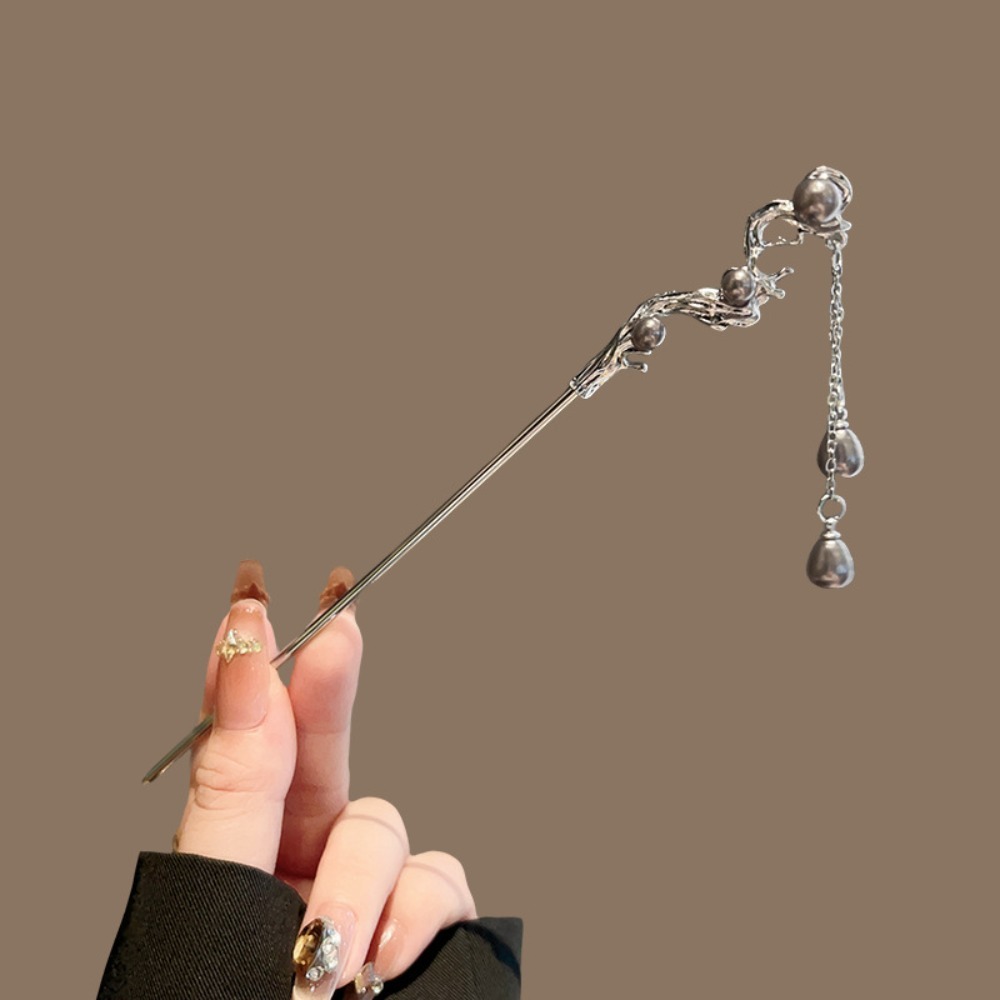 1pc エレガントな中国のヘアピンシルバートーンの職人技の工 - Pearl Hair Pin のレビューと価格