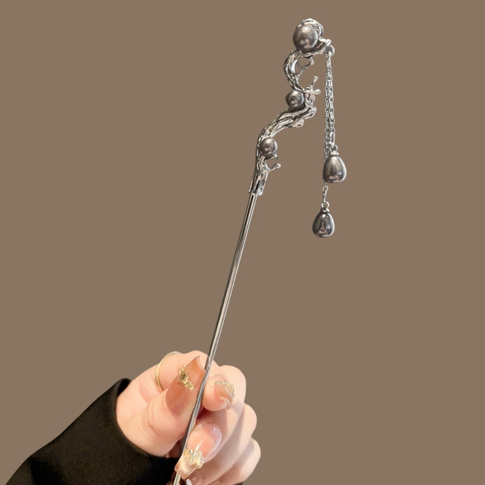 1pc エレガントな中国のヘアピンシルバートーンの職人技の工 - Pearl Hair Pin のレビューと価格