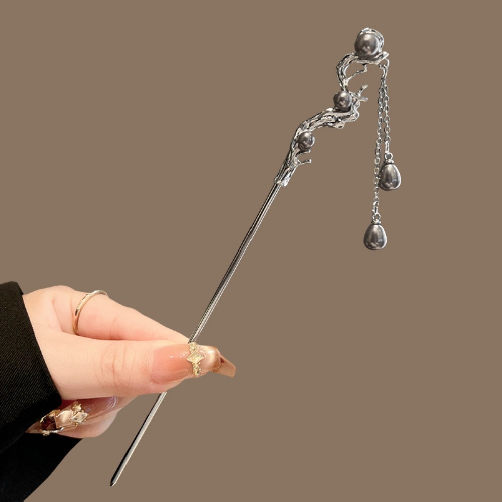 1pc エレガントな中国のヘアピンシルバートーンの職人技の工 - Pearl Hair Pin のレビューと価格