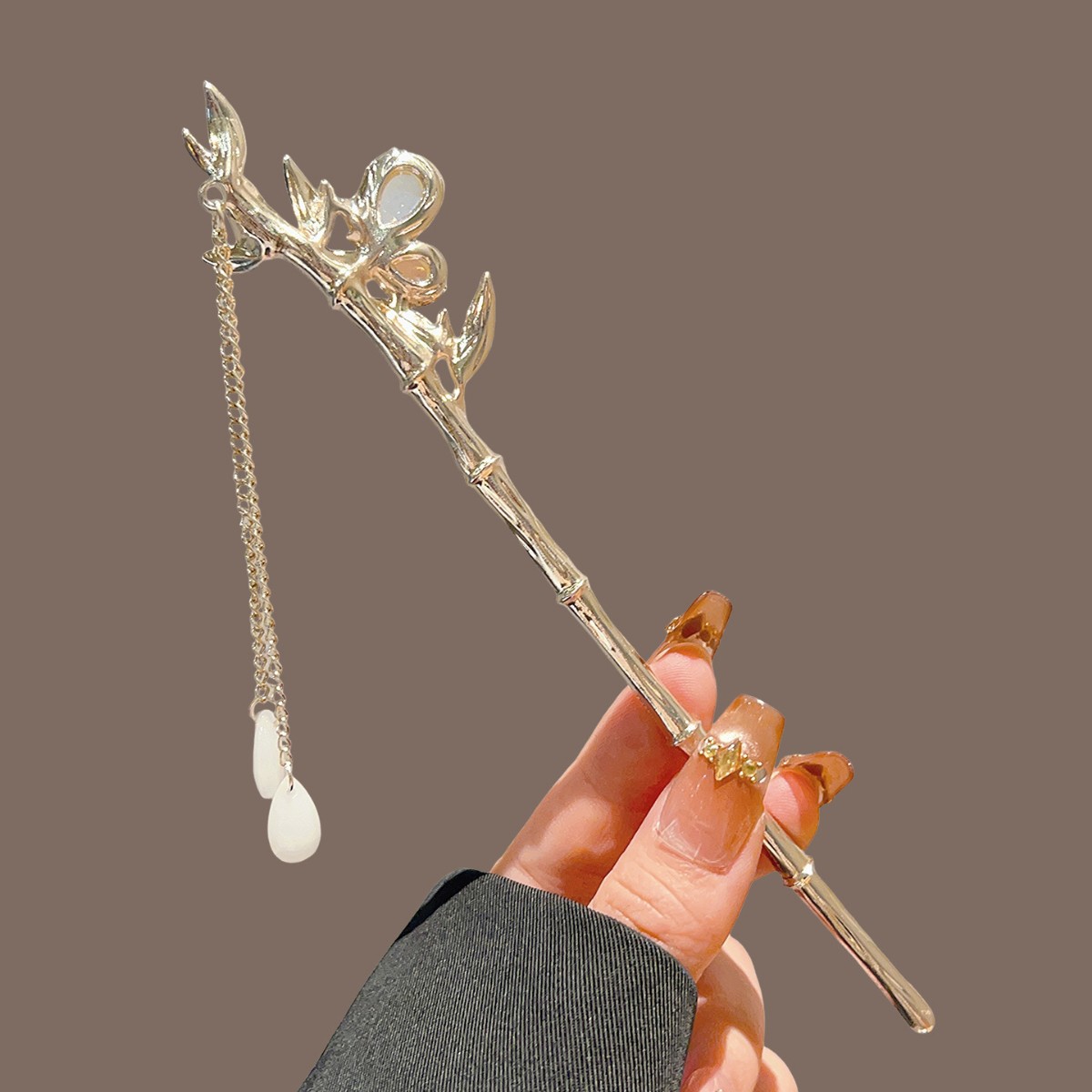 緑の竹タッセルヘアスティック漢服古代風フラワーパールヘアピン - Pearl Hair Pin のレビューと価格