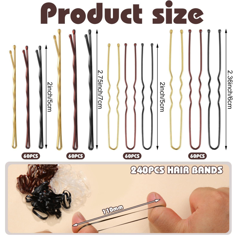 1箱480個入りヘアスタイリングアクセサリーキット U字型ヘ - Hair Band Elastic のレビューと価格