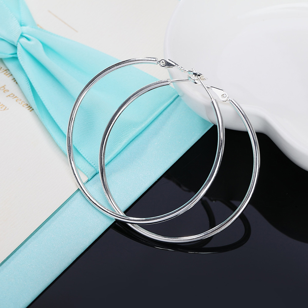 925 スターリングシルバービッグサークルラウンドフープイヤ - Statement Earrings Oversized のレビューと価格