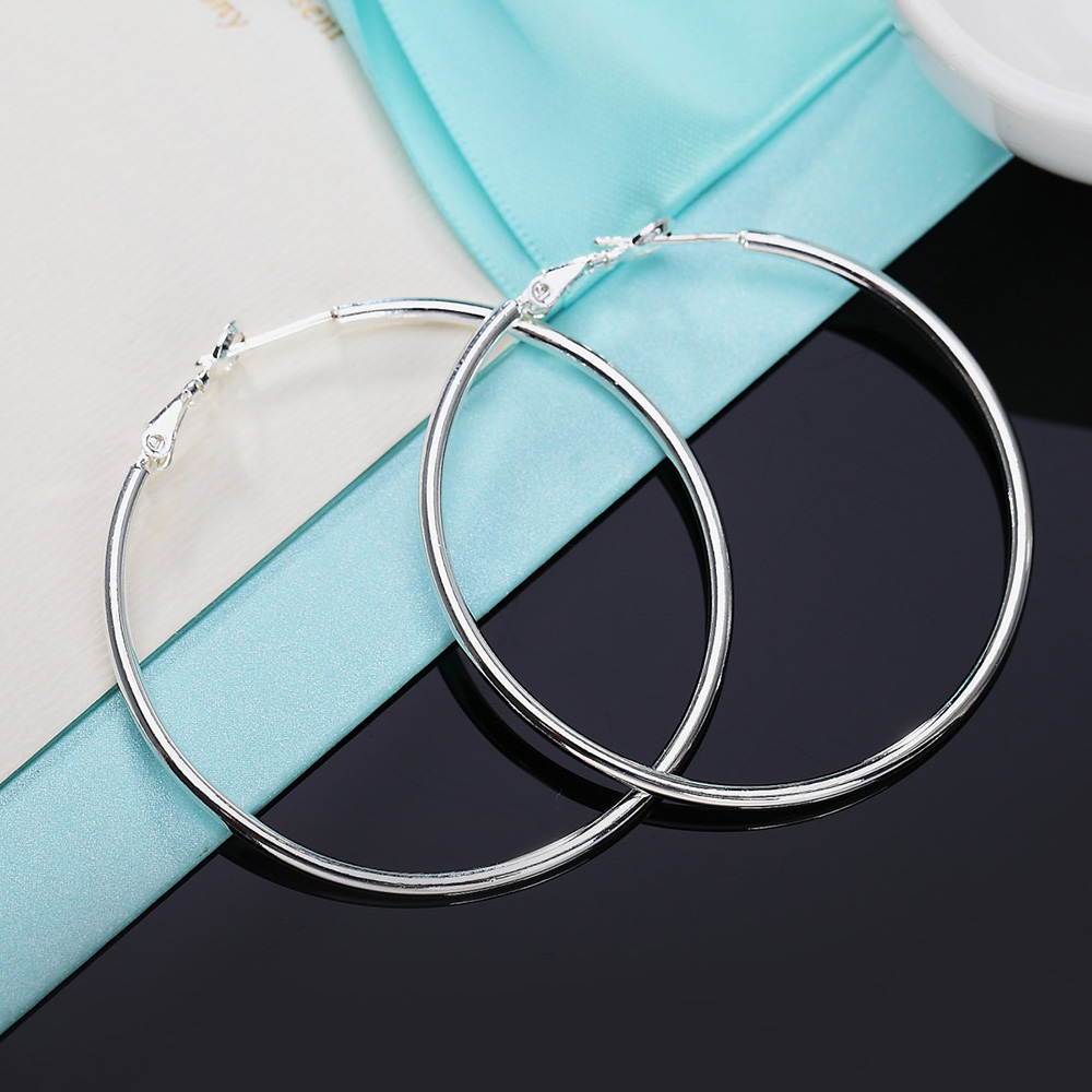 925 スターリングシルバービッグサークルラウンドフープイヤ - Statement Earrings Oversized のレビューと価格