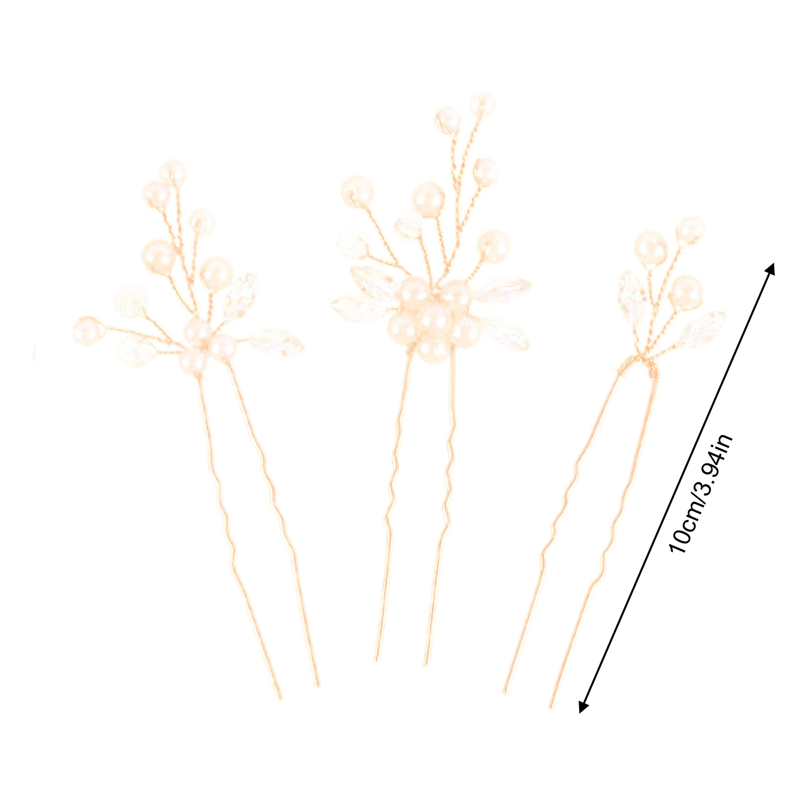 3 個の花嫁のヘアピントレンディなヘアクリップ U 字型合金 - Pearl Hair Pin のレビューと価格